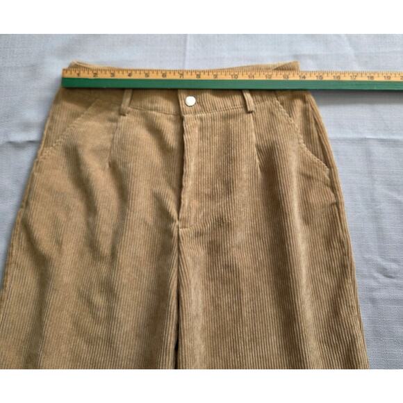 Shein High Waisted Tan Wide Leg Corduroy Pants Woman's Size M (28 x 29 1/2) - Picture 2 of 5